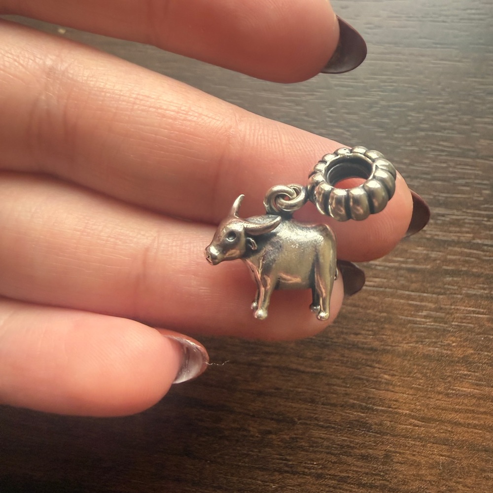 Silver Pandora Bull Charm or Pendant